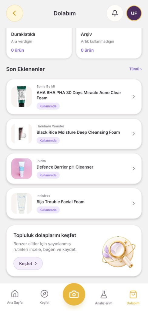My beauty cabinet screen